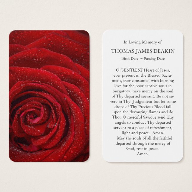 Cartes de prière | Rose rouge (Devant & derrière)