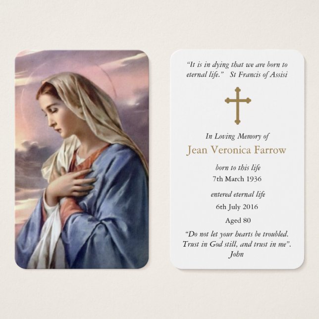 Cartes de prière | Sainte Mère (Devant & derrière)