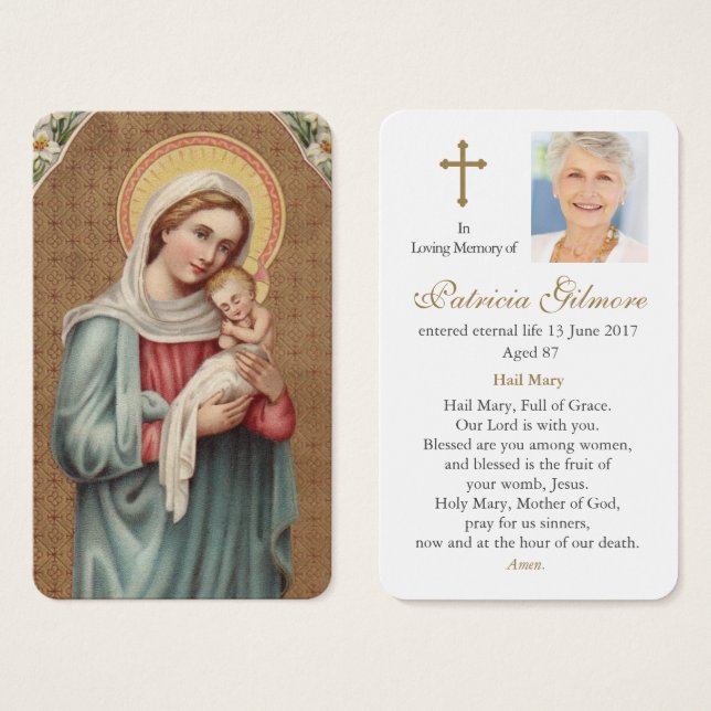 Cartes de prière | Sainte Vierge (Devant & derrière)