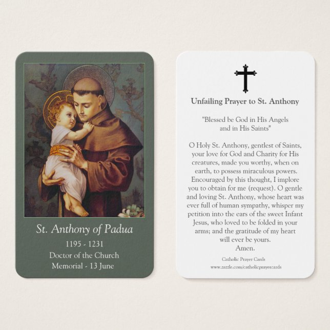 Cartes de prière | St Anthony 02 (Devant & derrière)