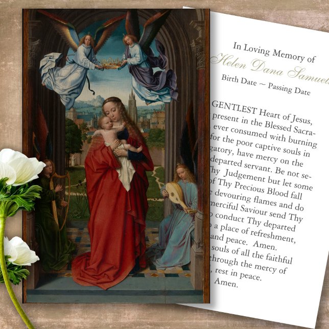 Cartes de prière | Vierge et enfant (catholic, religious, celebration of life, in loving memory of, prayer cards for bereavement)