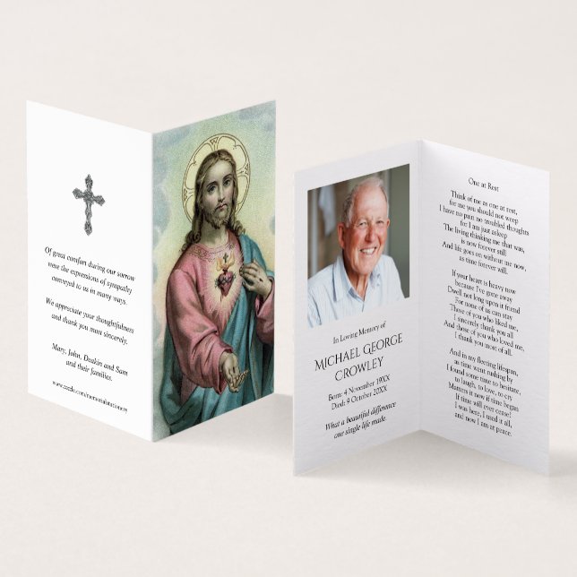 Cartes de prières catholiques | Coeur doux Jésus (Inside and Outside)