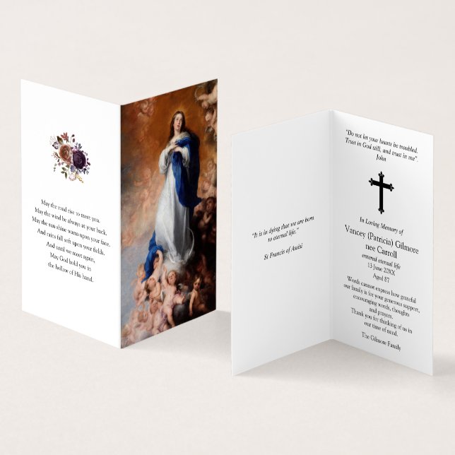 Cartes de prières catholiques | Immaculée Concepti (Intérieur et extérieur)