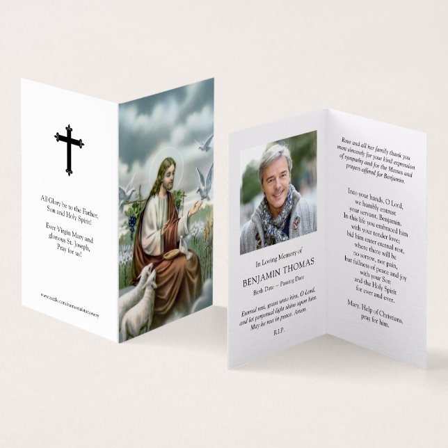 Cartes de prières catholiques | Jésus avec les col (Inside and Outside)