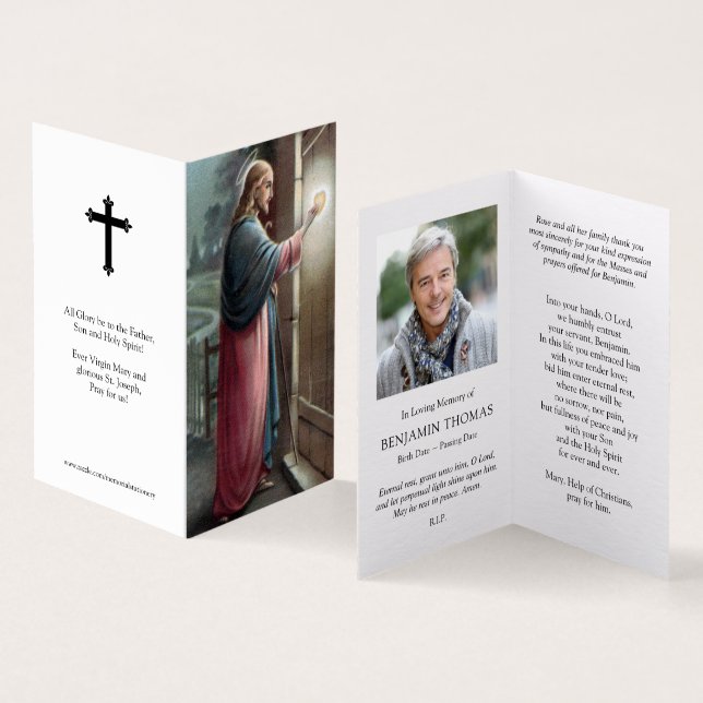 Cartes de prières catholiques | Jésus Knocking (Inside and Outside)