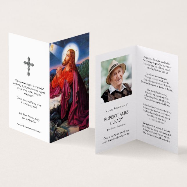 Cartes de prières catholiques | Jésus priant (Inside and Outside)