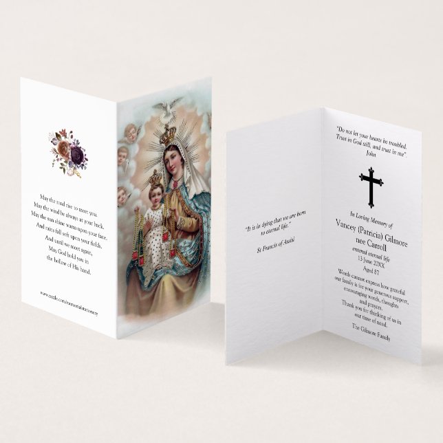 Cartes de prières catholiques | Mary ne pleure pas (Inside and Outside)