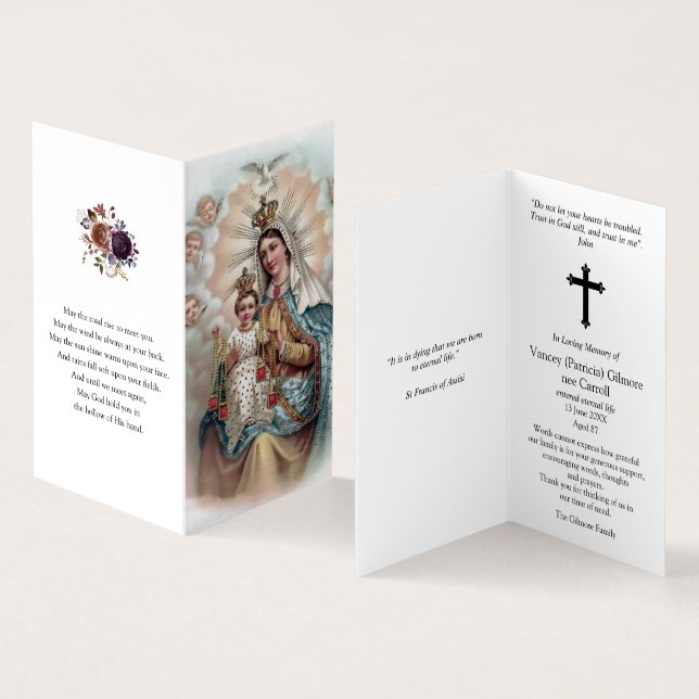 Cartes de prières catholiques| Mary ne pleure pas (Intérieur et extérieur)