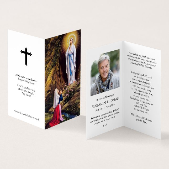 Cartes de prières catholiques | Notre Dame Lourdes (Intérieur et extérieur)