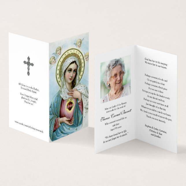 Cartes de prières catholiques | Sacré Coeur Marie  (Intérieur et extérieur)