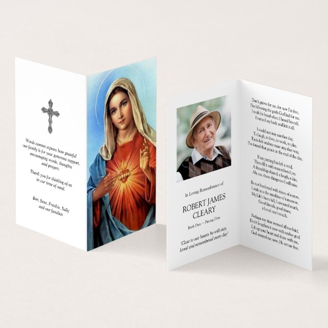 Cartes de prières catholiques | Sacré Coeur Marie (Intérieur et extérieur)