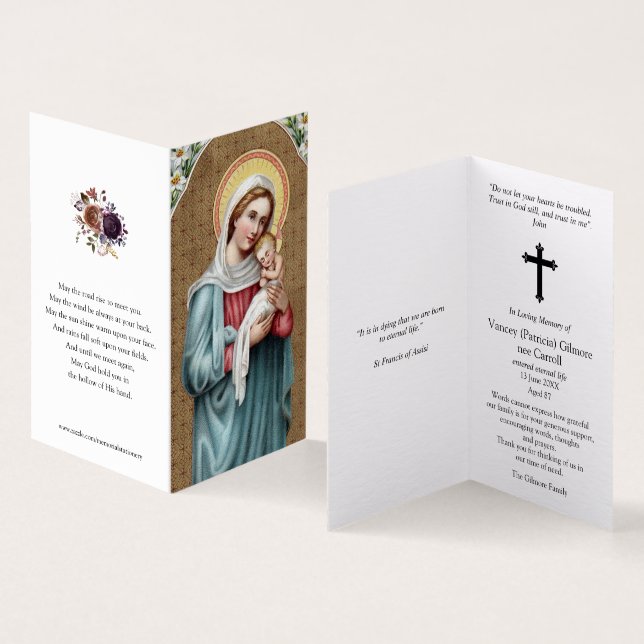 Cartes de prières catholiques | Sainte Vierge (Inside and Outside)