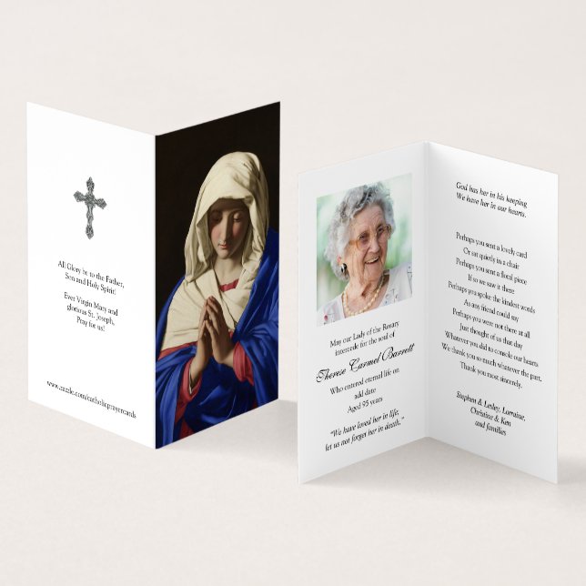 Cartes de prières catholiques | Vierge dans la pri (Intérieur et extérieur)