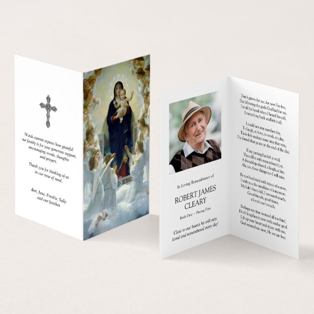 Cartes de prières catholiques | Vierge et anges (Intérieur et extérieur)