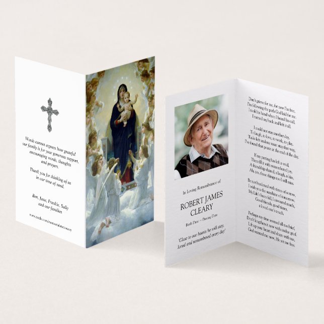 Cartes de prières catholiques | Vierge et anges (Inside and Outside)