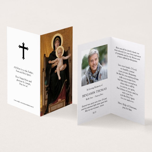 Cartes de prières catholiques | Vierge et enfant (Inside and Outside)