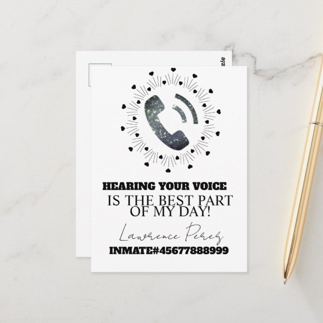 Cartes de prison Appels téléphoniques à longue dis (Devant/Arrière en situation)