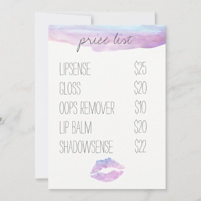 Cartes de prix Lilac Watercolor (Devant)