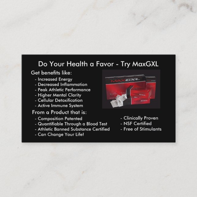 Cartes de produit de MaxGXL (Devant)