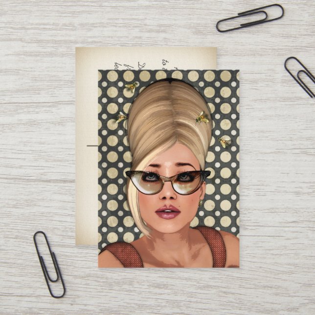 Cartes de profil Belinda Beehive Retro Chic (Devant/Arrière en situation)