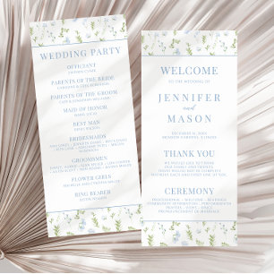 Cartes de programme de mariage pour fleur bleu cla