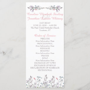 Cartes de programme florale Secret Garden Watercol