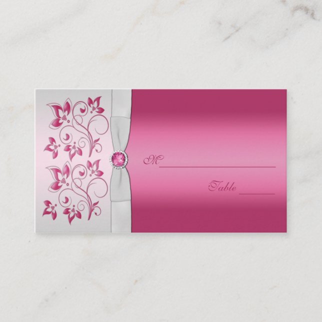 Cartes de puces florales en argent et rose (Devant)