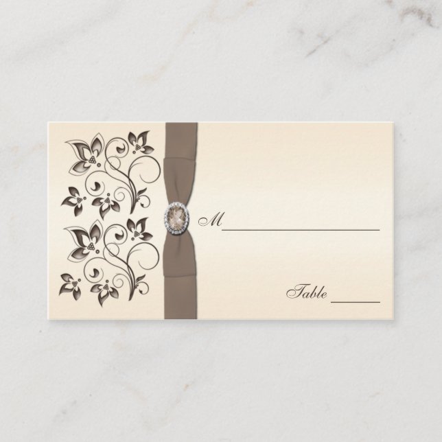 Cartes de puces florales mocha et ivoire (Devant)