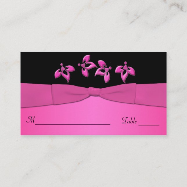 Cartes de puces florales noires et roses (Devant)
