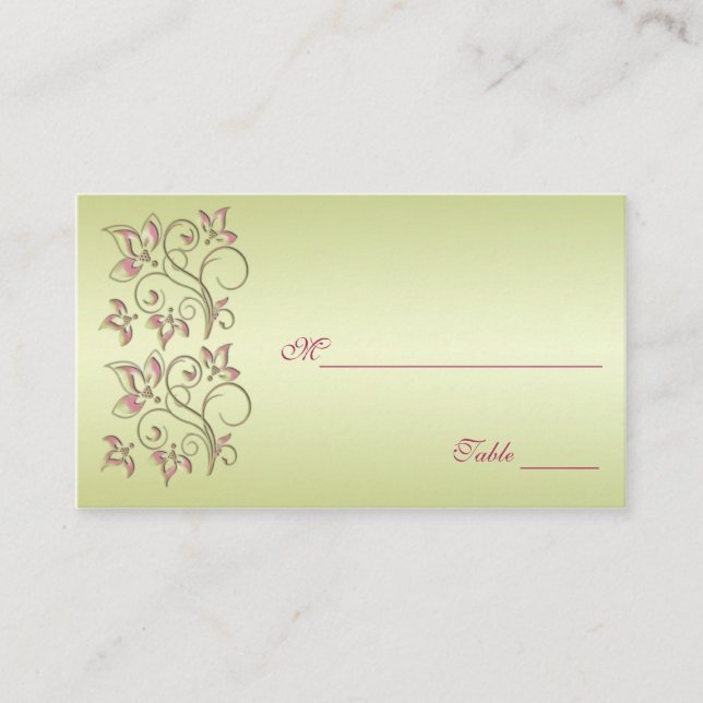 Cartes de puces florales rose et verte (Devant)