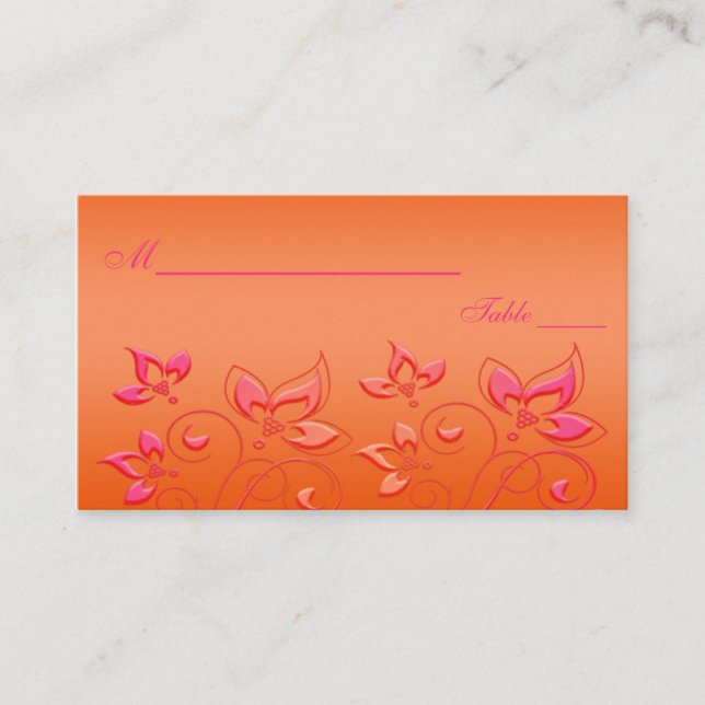 Cartes de puces florales roses et orange (Devant)