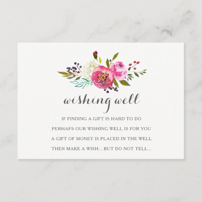 Cartes de puits d'aquarelle romantique Floral (Devant)
