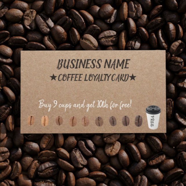Cartes de Punch Fidélité Café Rustique Kraft (Créateur téléchargé)