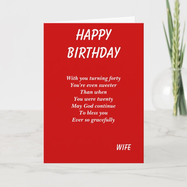 Cartes de quarantième anniversaire de femme (Devant)