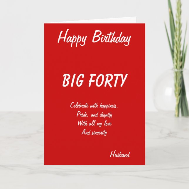 Cartes de quarantième anniversaire du mari (Devant)