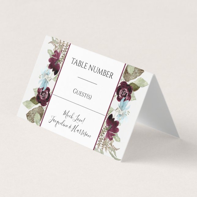 Cartes de rangement Bleues Flore Bourgogne (Devant)