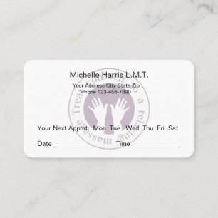 Cartes de rappel de rendez-vous de thérapeute de