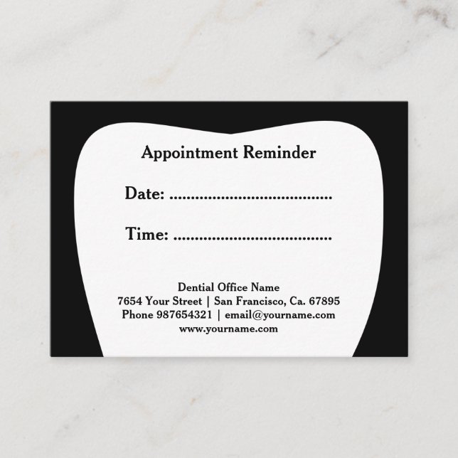 Cartes de rappel de rendez-vous pour dentiste (Devant)