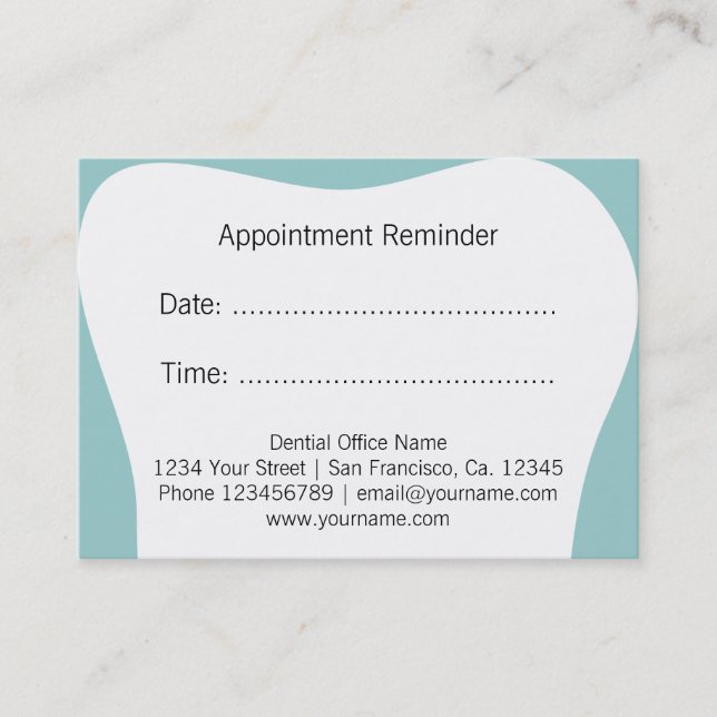 Cartes de rappel de rendez-vous pour dentiste | bu (Devant)