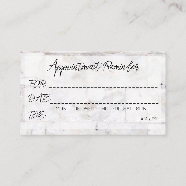 Cartes de rappel de rendez-vous Salon de coiffure (Dos)