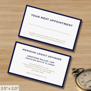 Cartes de rappel pour rendez-vous professionnels s
