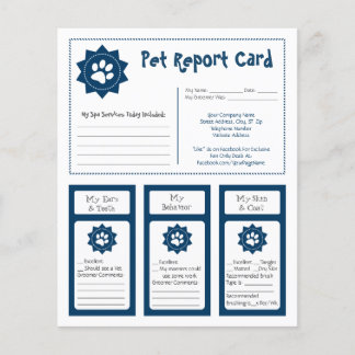 Cartes de rapport pour animaux de compagnie - bleu