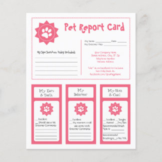 Cartes de rapport pour animaux de compagnie - rose