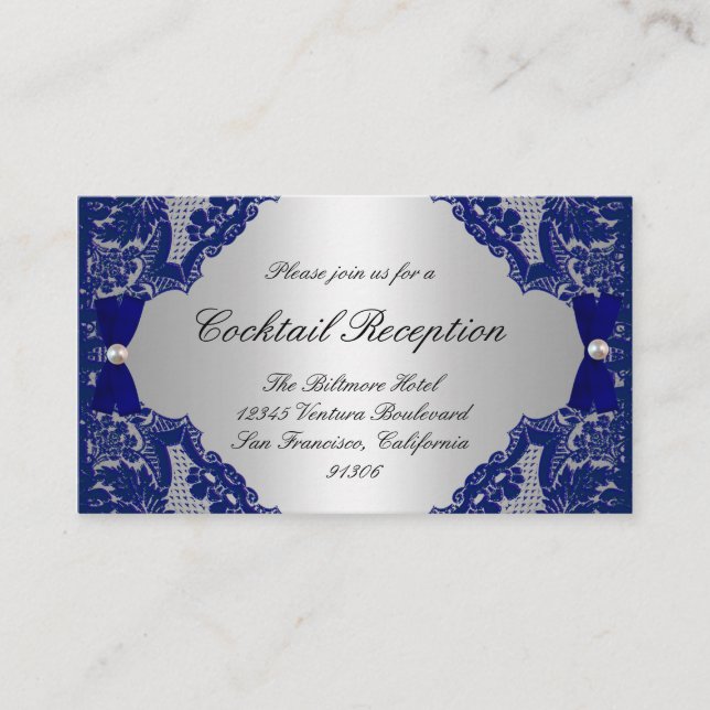 Cartes de réception bleu marine et argent (Devant)