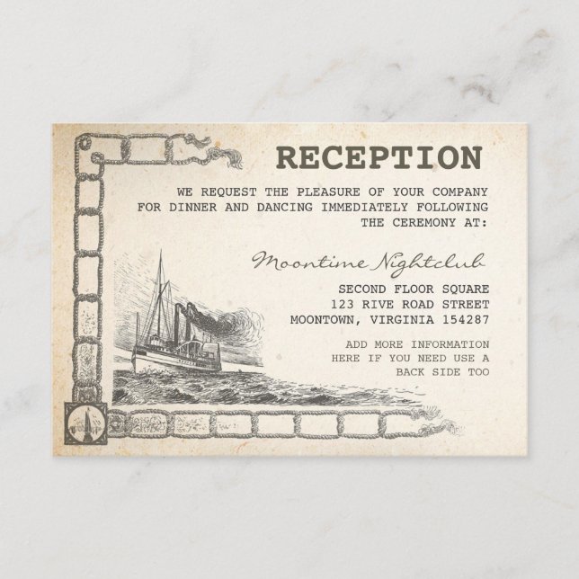 cartes de réception de bateau vintage nautique (Devant)