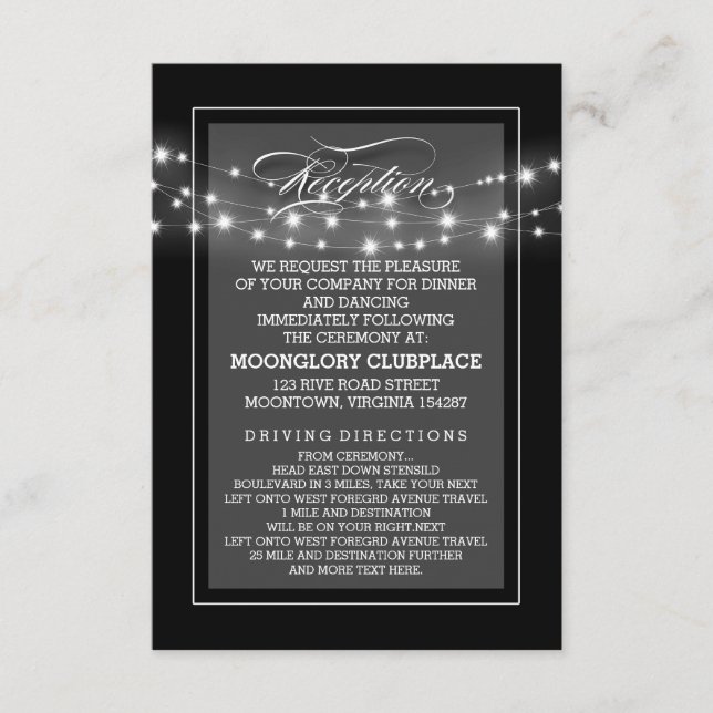 Cartes de réception de guirlandes lumineuses noire (Devant)