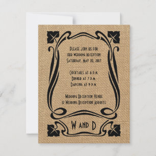 Cartes de réception de mariage Art Déco en toile d