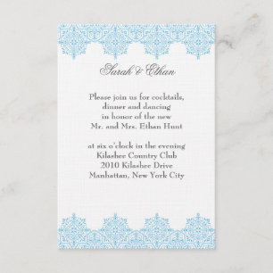 Cartes de réception de mariage bleu clair Damask