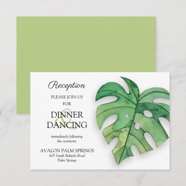 Cartes de réception de mariage botanique tropicale (Devant / Derrière)