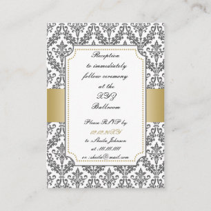 cartes de réception de mariage damassé d'or